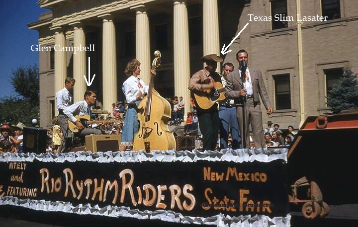 Glen with Texas Slim and the Rio Rhythm Riders at the State Fair Parade in Albuquerque, 1952