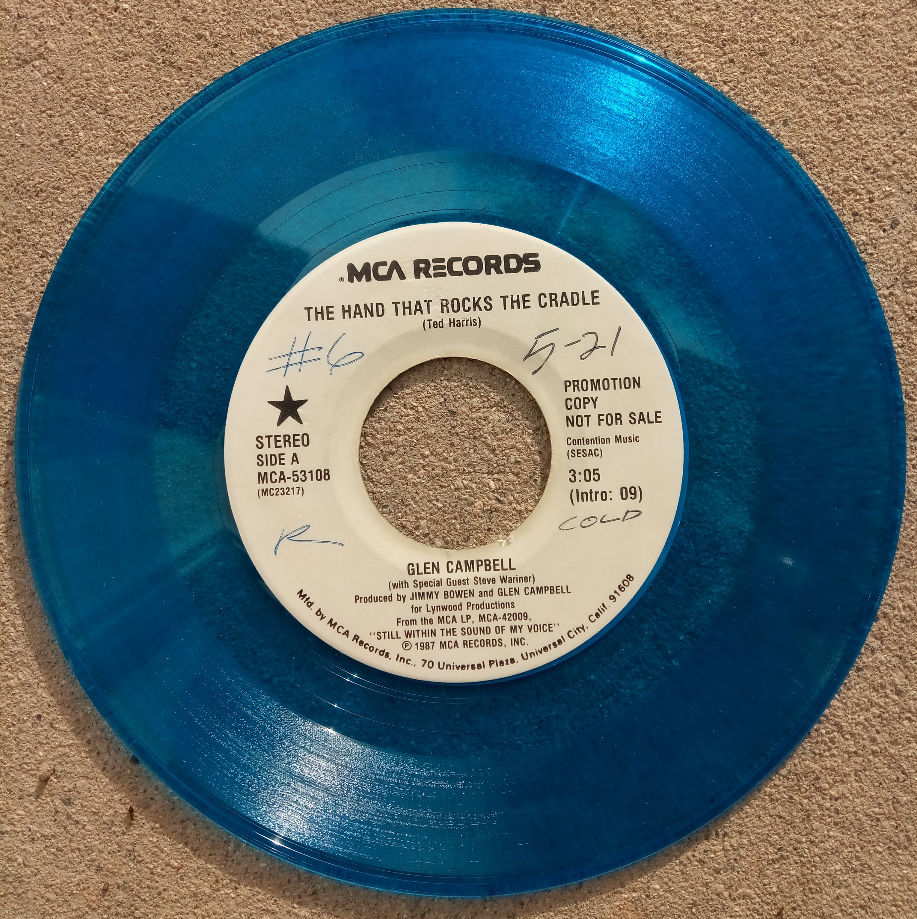 45 - blue vinyl Hand Rocks Cradle