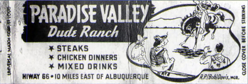 1950 ad for Paradise Valley Dude Ranch