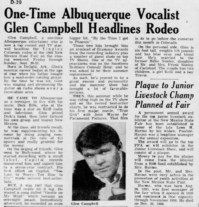 Glen Campbell Albuquerque State Fair 1968