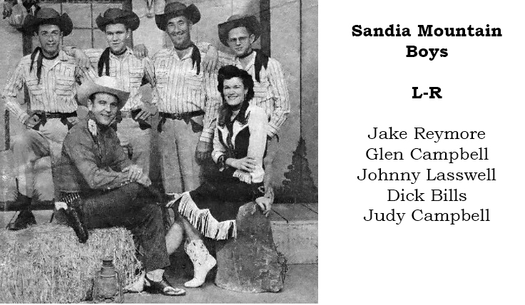 Early 50s Jake Reymore, Glen Campbell,  Johnny Laswwell Dale Anglin, Dick Bills, Judy Campbell Named.jpg