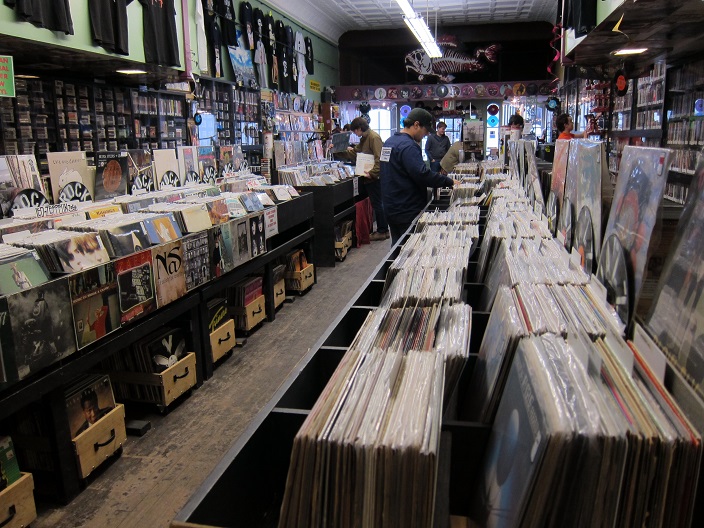 Vinyl record shopping is serious stuff!