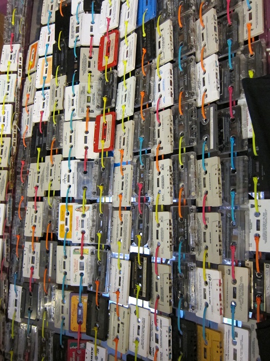 The doorway between the store front and the back room had a curtain...made out of cassette tapes!  lol