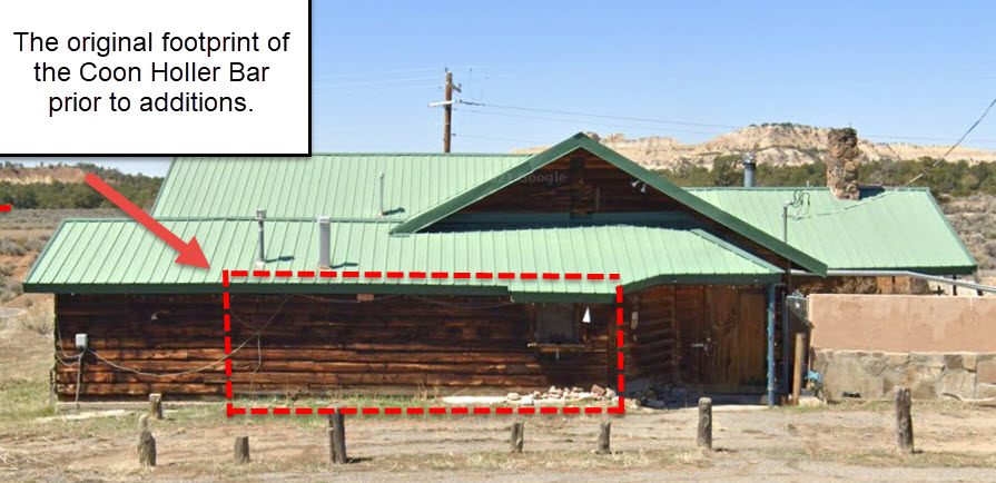 Original Footprint of Coon Holler Bar on Hwy 96 prior to additions.