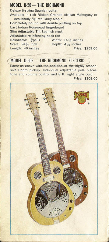 Mosrite Dobro D-50e Sales Brochure