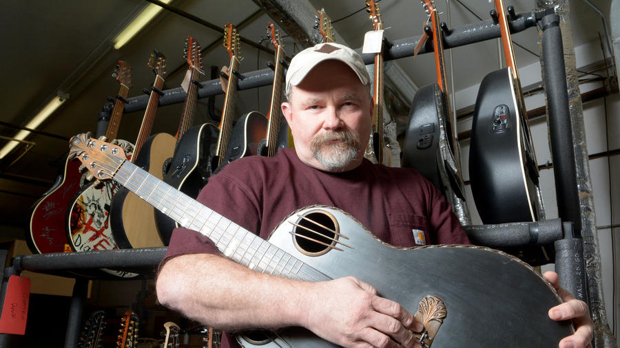 Darren Wallace, operation manager at Ovation Guitars. The Ovation Guitars factory in New Hartford closed in June 2014 with just a skeleton crew making repairs to guitars sent in by custmers. Recently a new owner hired two former workers back, and a small group of six workers will start making high-end guitars again shortly.