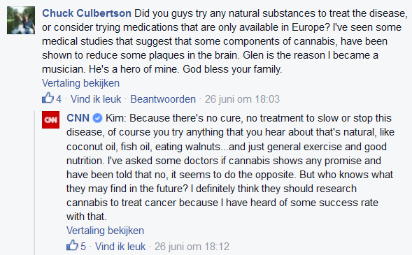 Comment by Kim Campbell regarding treatments for Alzheimer's Disease (June 26 2015, CNN Q&A on Facebook)